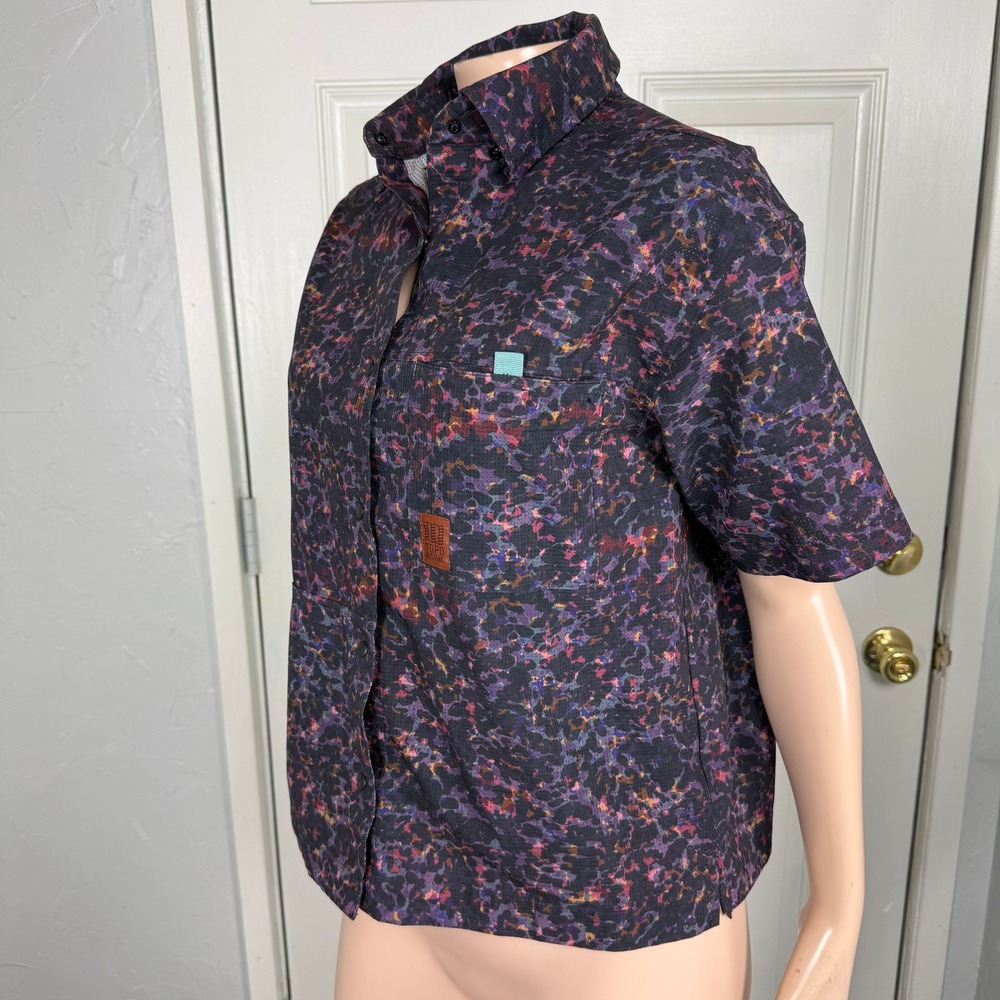 Topo Designs Women's Shirt Small Short Sleeve Snap Cotton Outdoor Ripstop KK17 - Picture 3 of 7